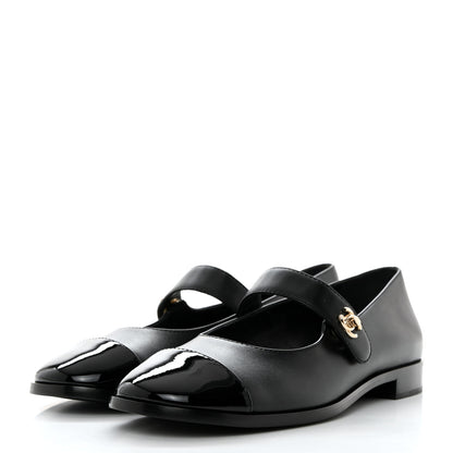 Chanel Calfskin Patent Mary Janes Flats 39 Black 3 of 8
