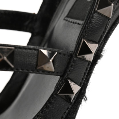 Valentino Garavani Calf Hair Rockstud Ankle Strap Pumps 38.5 Black 11 of 14