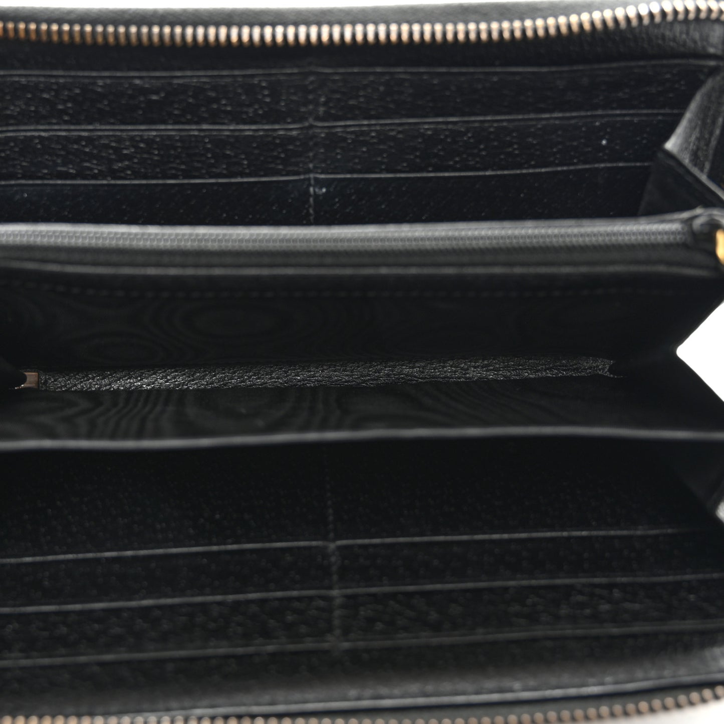 Pebbled Calfskin Animalier Zip Around Wallet Black