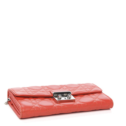 Christian Dior Lambskin Cannage Miss Dior Chain Wallet Red 3 of 10