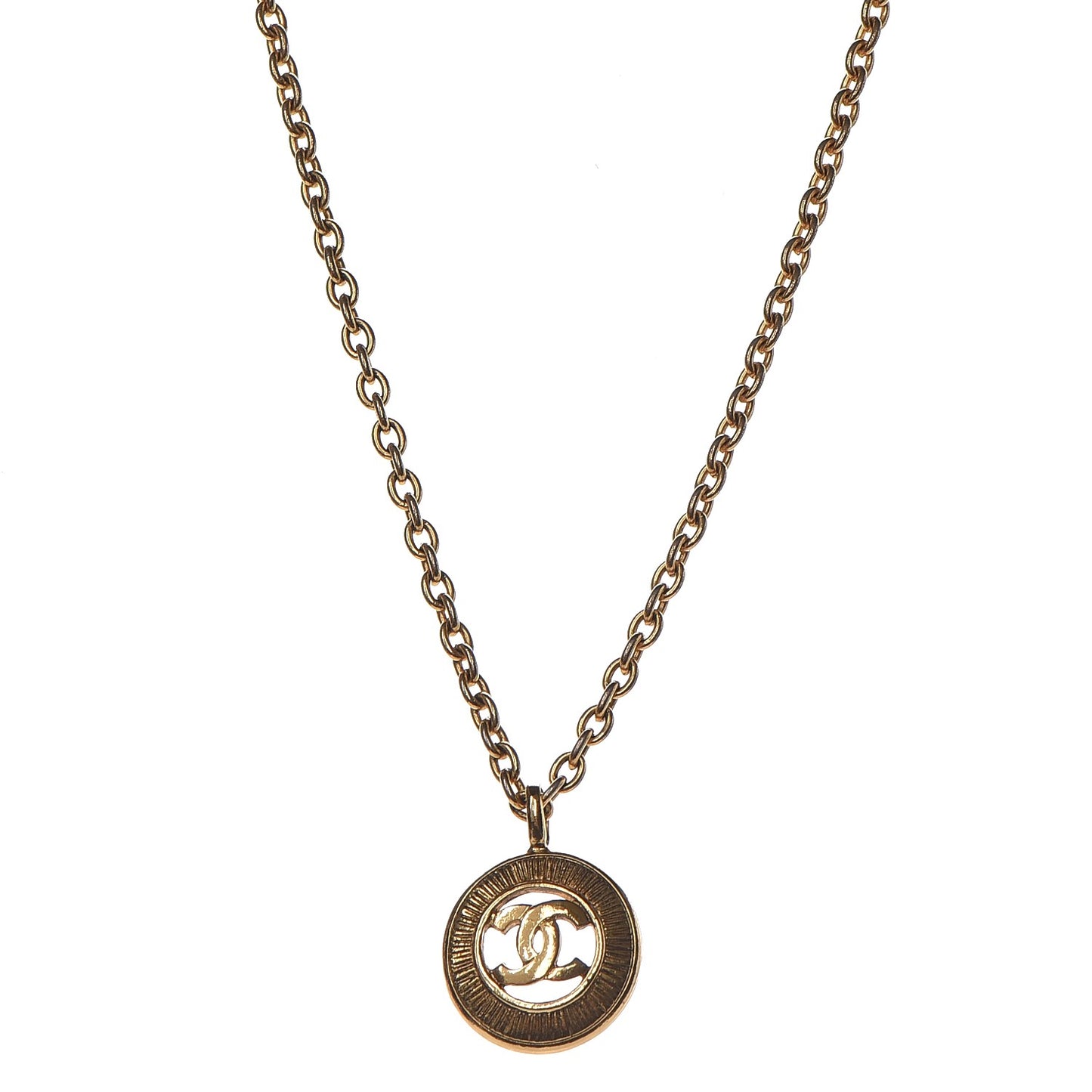 Sunburst Cutout CC Necklace Gold