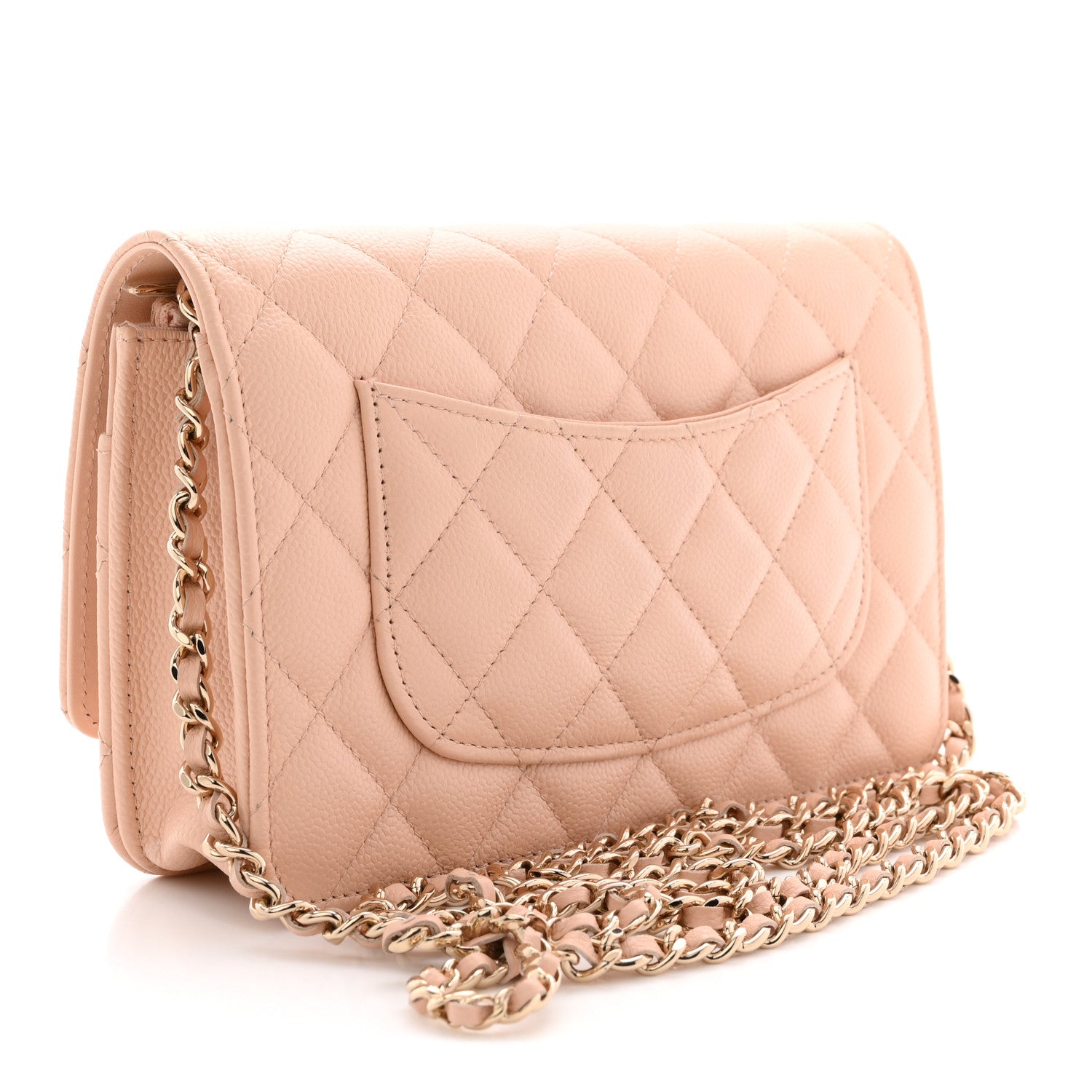 Chanel Caviar Quilted CC Turnlock Wallet On Chain WOC Beige 3 of 12