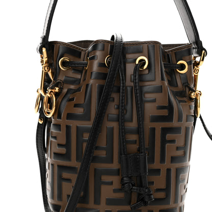 Fendi Vitello Liberty F is Fendi Bi-Color FF 1974 Embossed Mini Mon Tresor Bucket Bag Maya Black 8 of 13