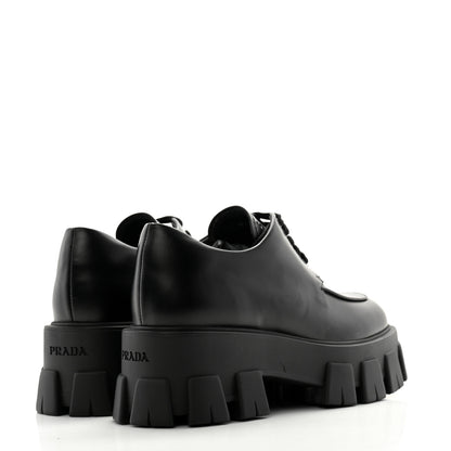 Prada Spazzolato Rois Monolith 55mm Derby Loafers 35.5 Black 4 of 9