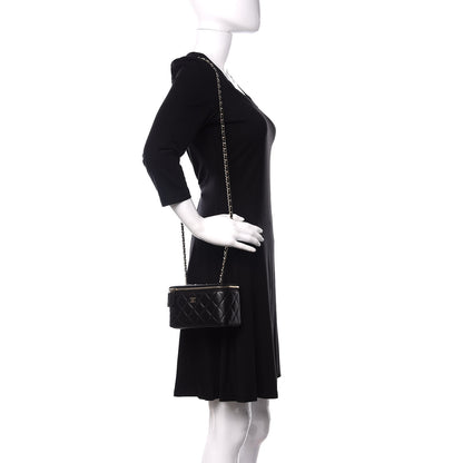 Chanel Lambskin Quilted Small Vanity Case With Chain Black 2 of 11