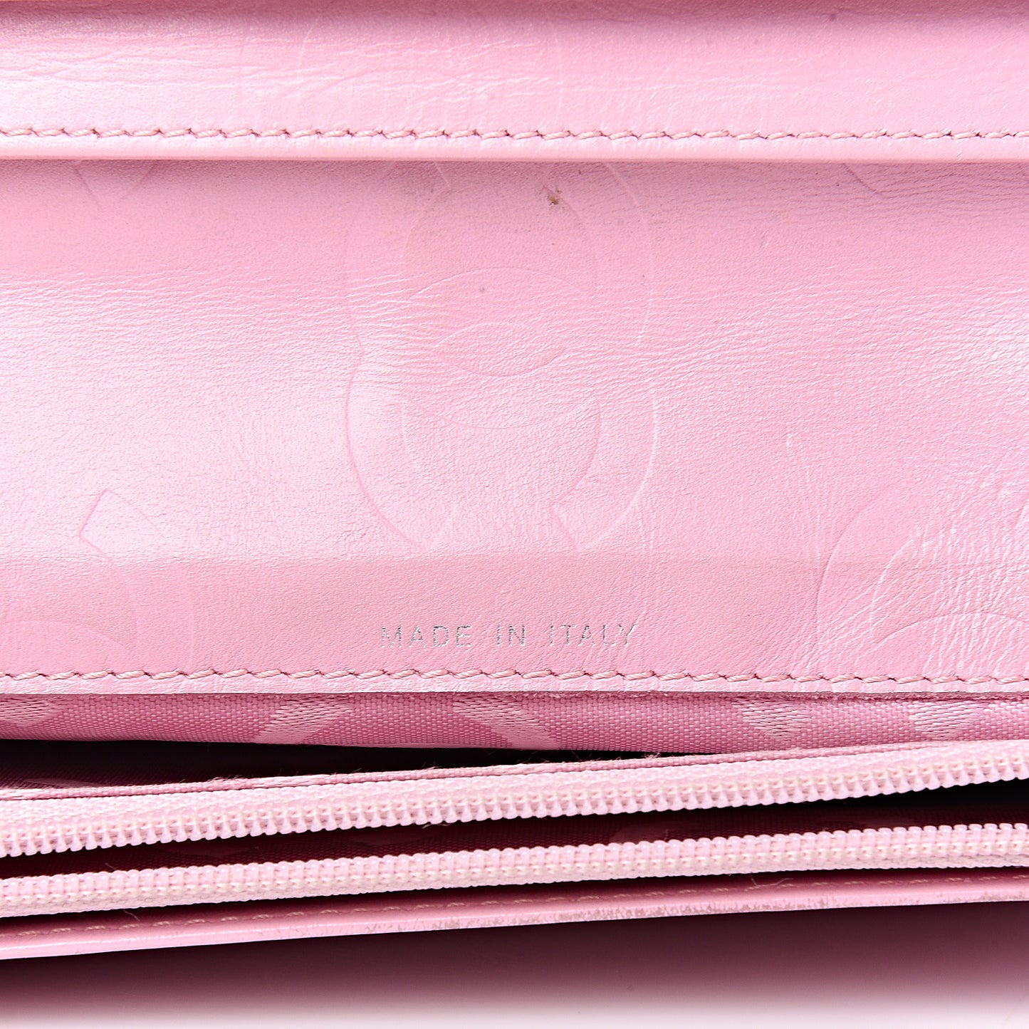 Calfskin Quilted Cambon Yen Wallet Pink