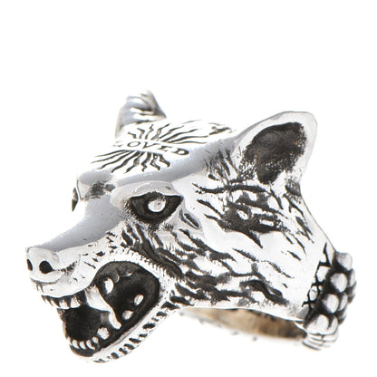 Gucci Sterling Silver Anger Forest Wolf Head Ring 52 6. 1 of 10