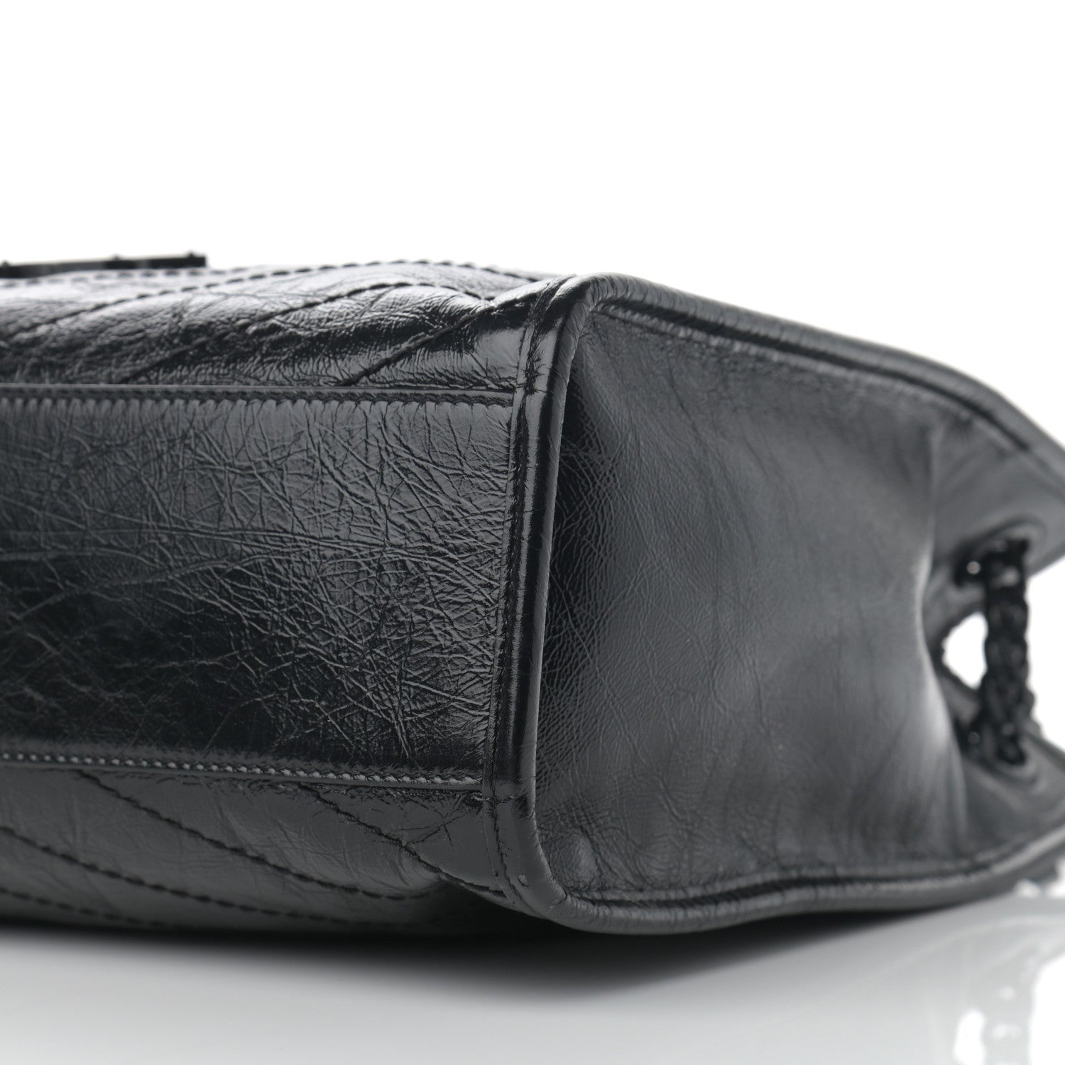 Saint Laurent Crinkled Calfskin Matelasse Monogram Medium Niki Shopper Tote Black 10 of 11