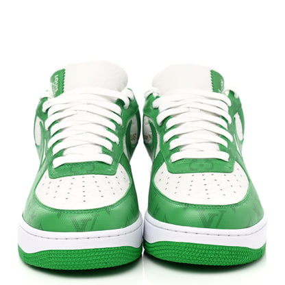 Louis Vuitton X NIKE AIR FORCE 1 Calfskin Monogram Mens Low Top Sneakers 9 Green 2 of 12