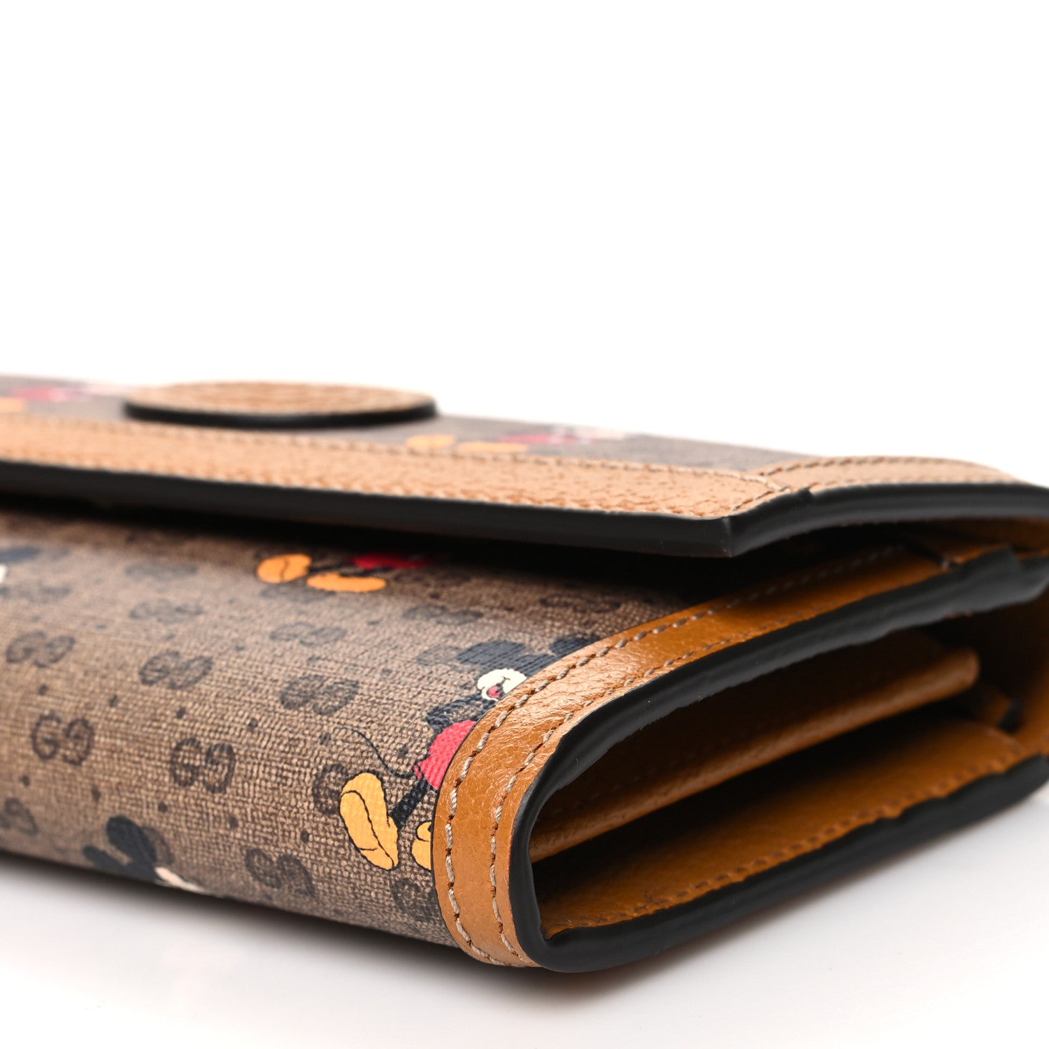 Gucci X DISNEY Mini Vintage GG Supreme Monogram Mickey Mouse Continental Wallet Beige Vintage Sun Oil 9 of 12