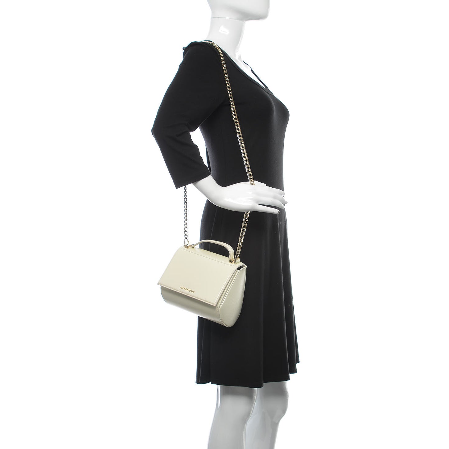 Patent Calfskin Mini Pandora Box Chain Crossbody Bag White