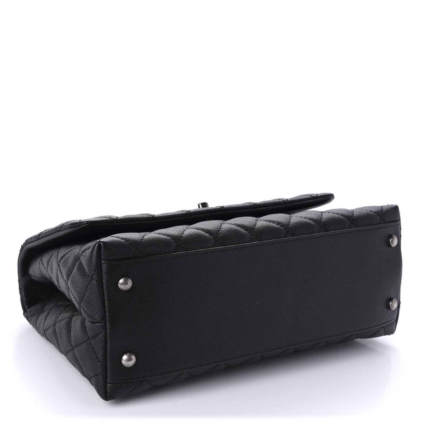 Caviar Lizard Embossed Quilted Small Coco Handle Flap Black