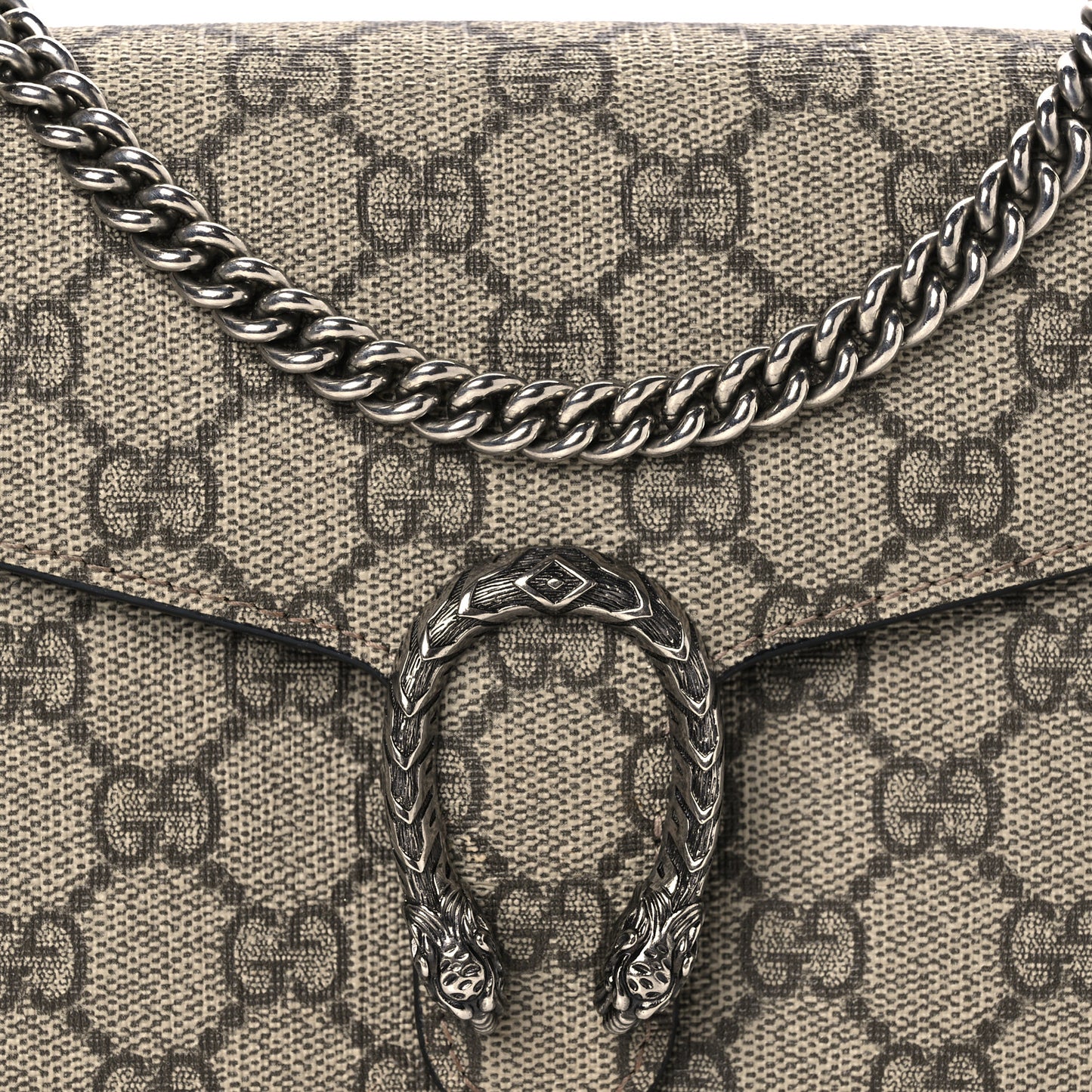 GG Supreme Monogram Mini Dionysus Chain Wallet Beige Black