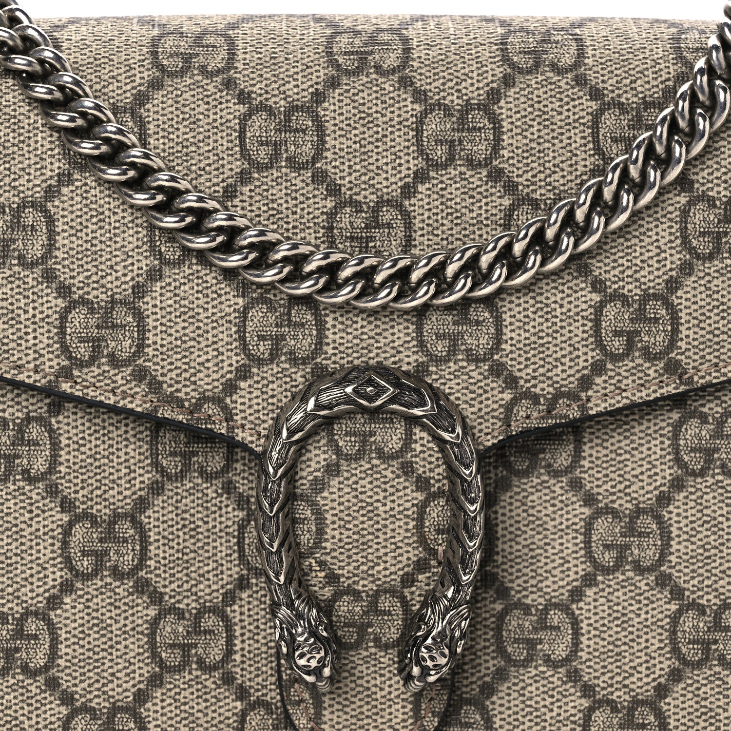 Gucci GG Supreme Monogram Mini Dionysus Chain Wallet Beige Black 8 of 11