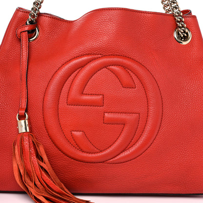 Gucci Pebbled Calfskin Medium Soho Chain Shoulder Bag Tabasco Red 8 of 11