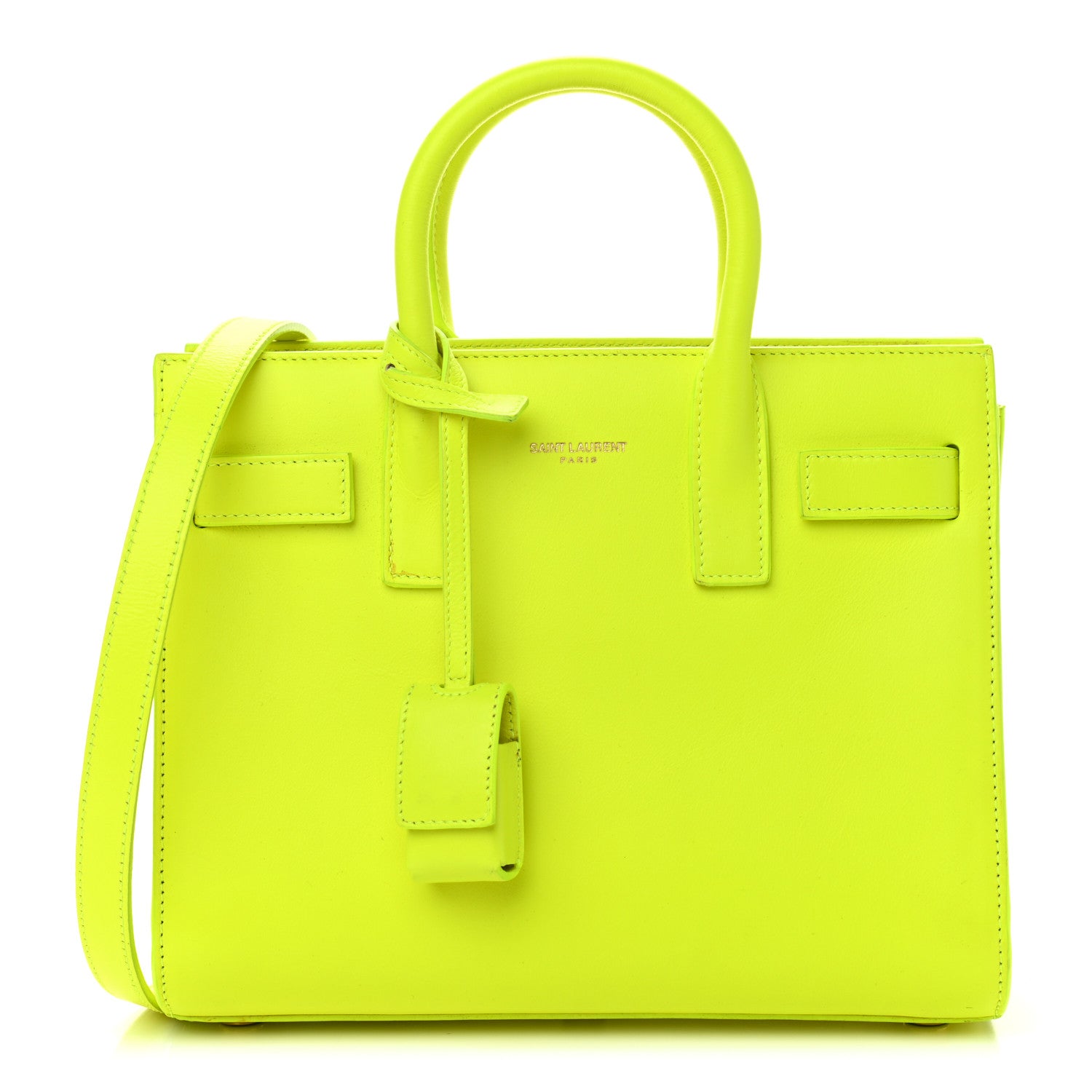 Saint Laurent Calfskin Nano Sac De Jour Neon Yellow 1 of 11