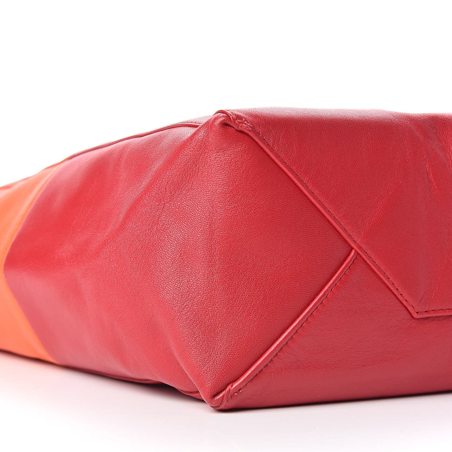 Lambskin Vertical Bi-Cabas Orange Magenta