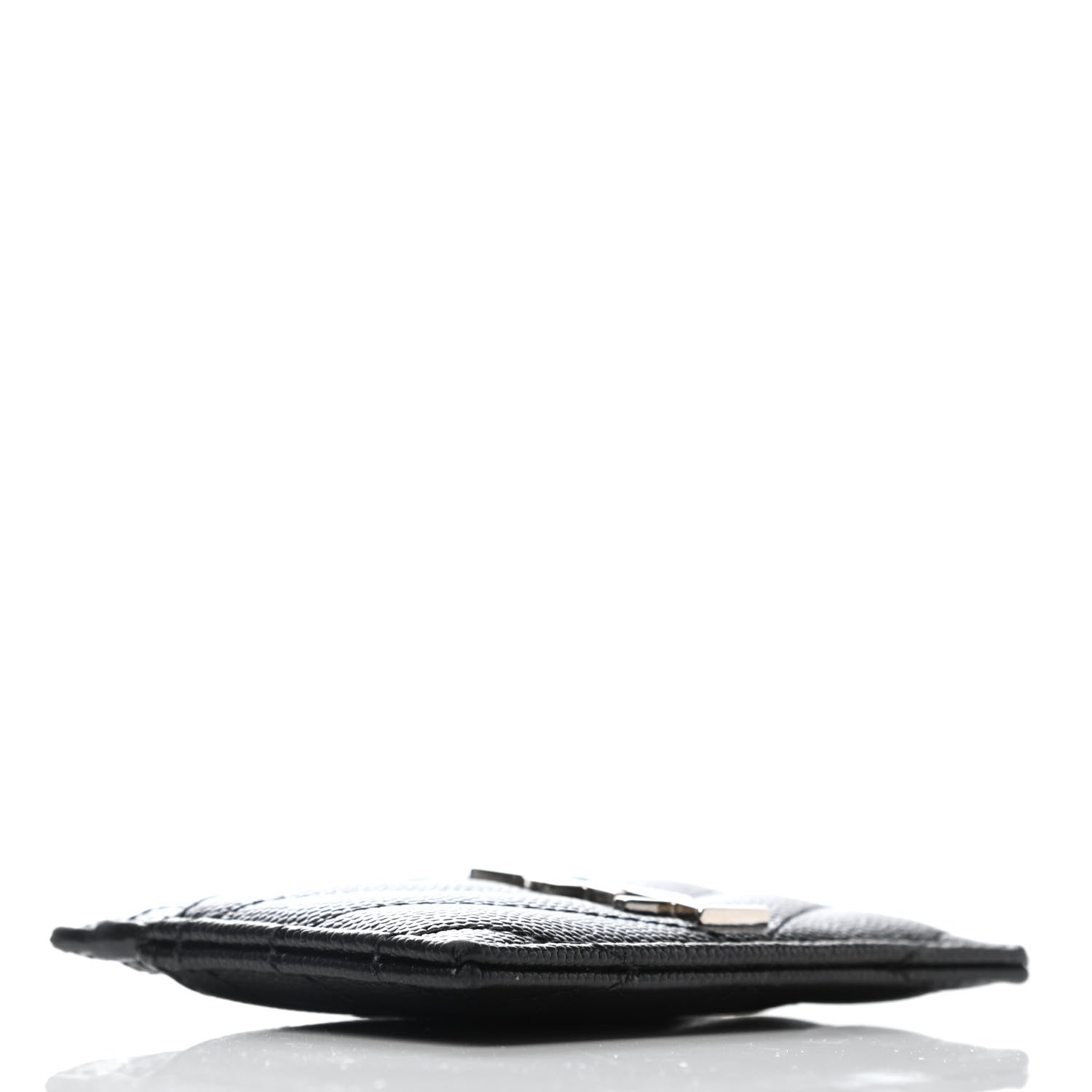 Saint Laurent Grain De Poudre Matelasse Chevron Monogram Credit Card Case Black 3 of 4