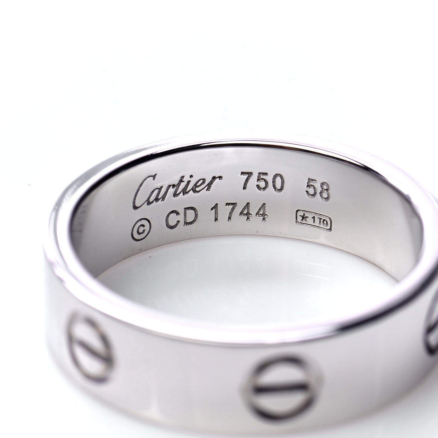 18K White Gold 5.5mm LOVE Ring 58 8.25