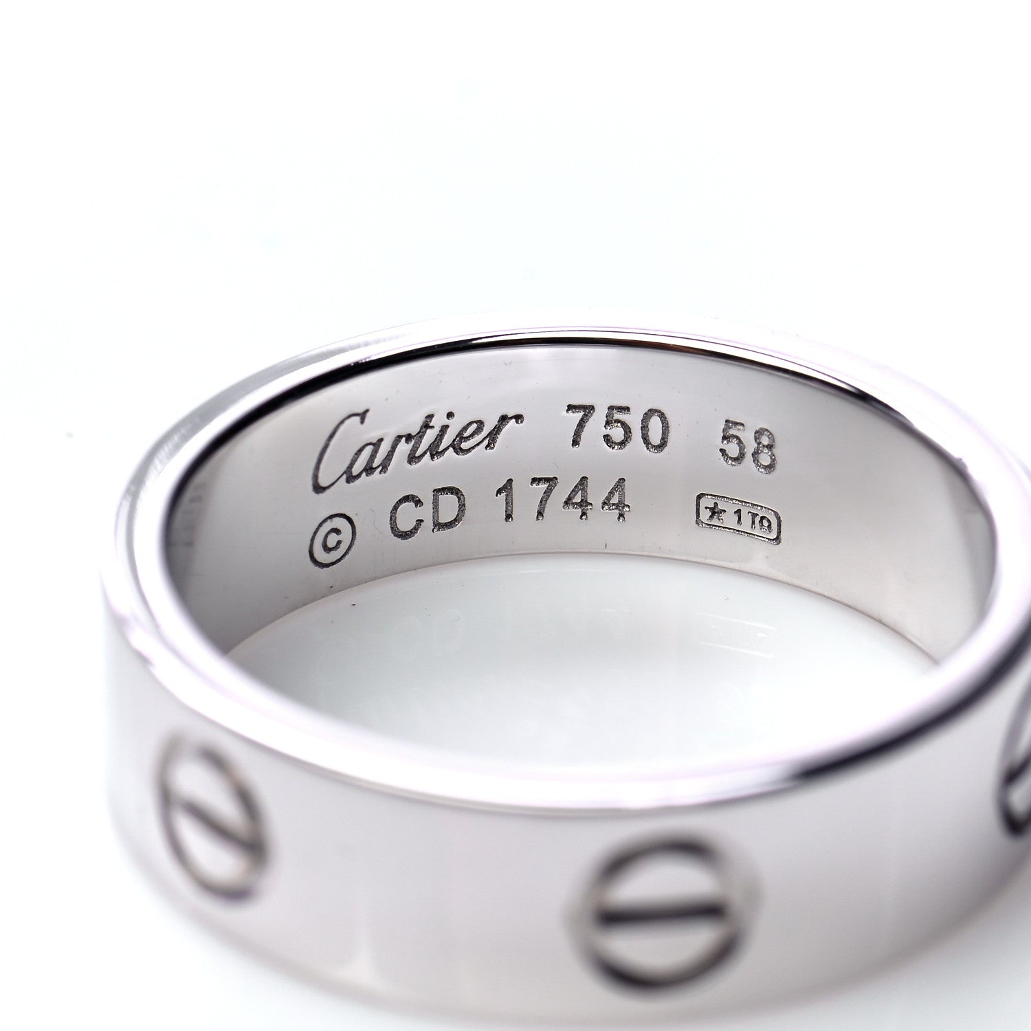 Cartier 18K White Gold 5.5mm LOVE Ring 58 8.25 4 of 5