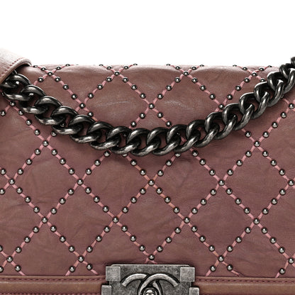Chanel Crumpled Lambskin Medium Studded Boy Flap Pink 7 of 10