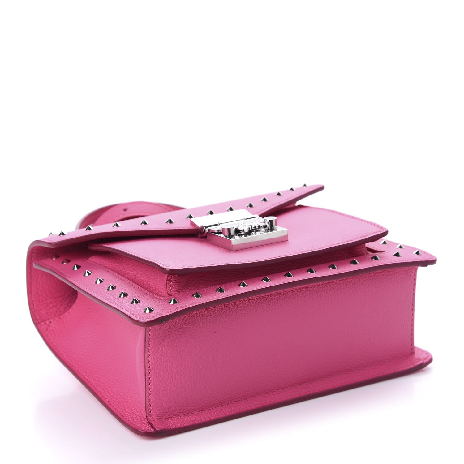 MCM Calfskin Studded Small Patricia Satchel Pink 4 of 12