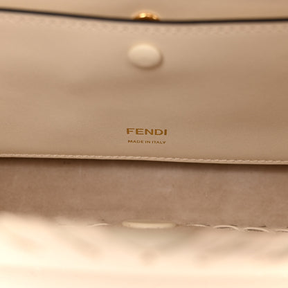 Fendi Vitello King Ceylon Woven Baguette White Ice 6 of 9
