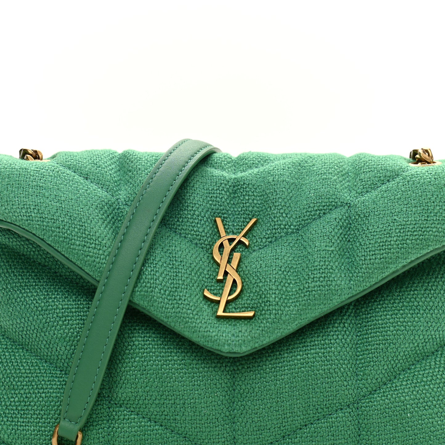 Canvas Quilted Toy Loulou Puffer Monogram Chain Satchel Basil
