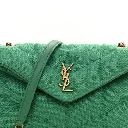 Saint Laurent Canvas Quilted Toy Loulou Puffer Monogram Chain Satchel Basil 9 of 11