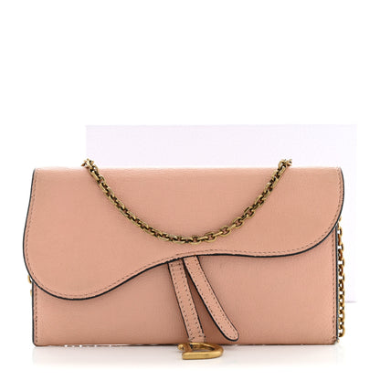 Christian Dior Goatskin Saddle Long Wallet With Chain Rose Des Vent 14 of 14