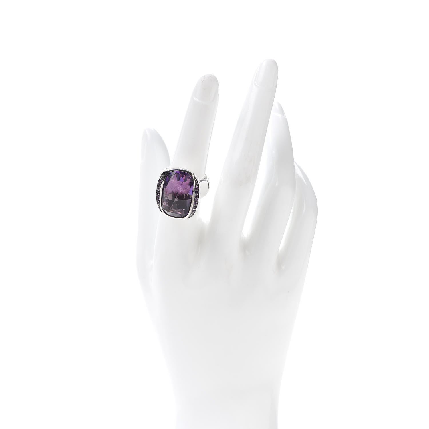 John Hardy Sterling Silver Amethyst Batu Bamboo Ring 54 7 2 of 6