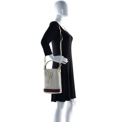 Gucci Glazed Textured Calfskin Web Small Ophidia Bucket Bag Mystic White 1 of 9