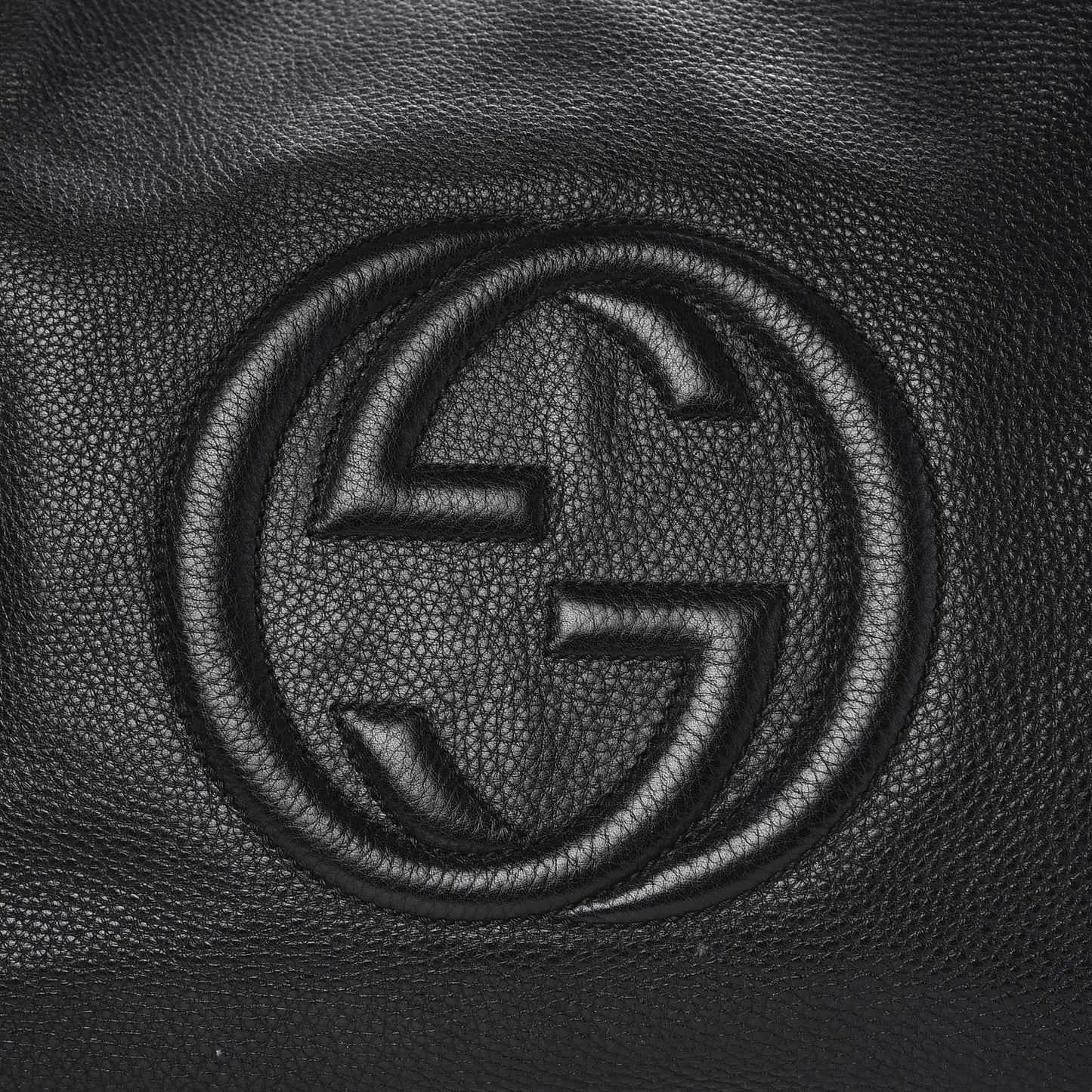 Pebbled Calfskin Large Soho Chain Shoulder Bag Black