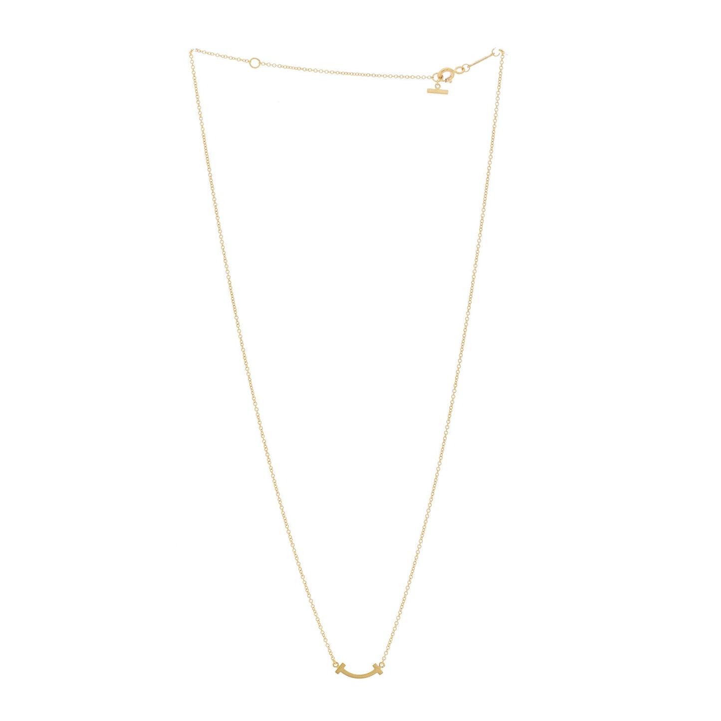 18K Yellow Gold Mini T Smile Pendant Necklace