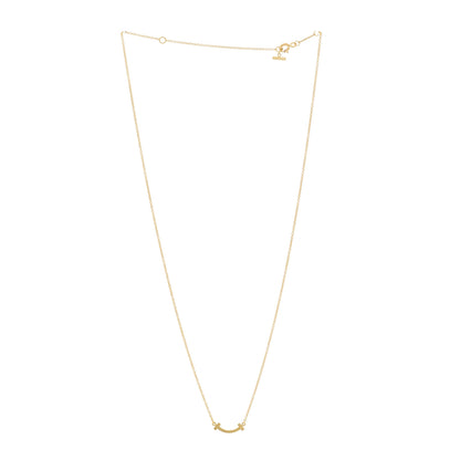 Tiffany 18K Yellow Gold Mini T Smile Pendant Necklace 3 of 5