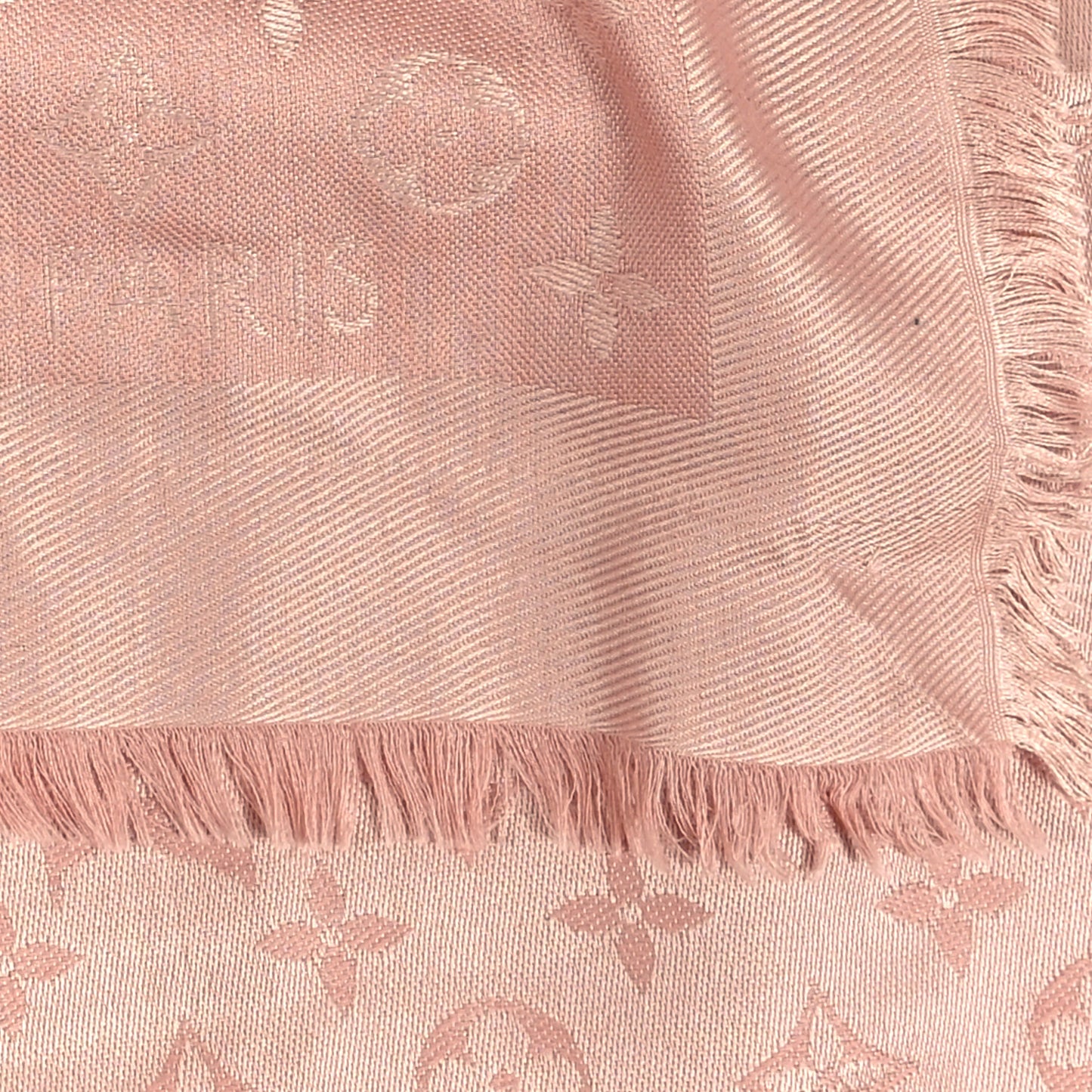 Silk Wool Monogram Shawl Rose