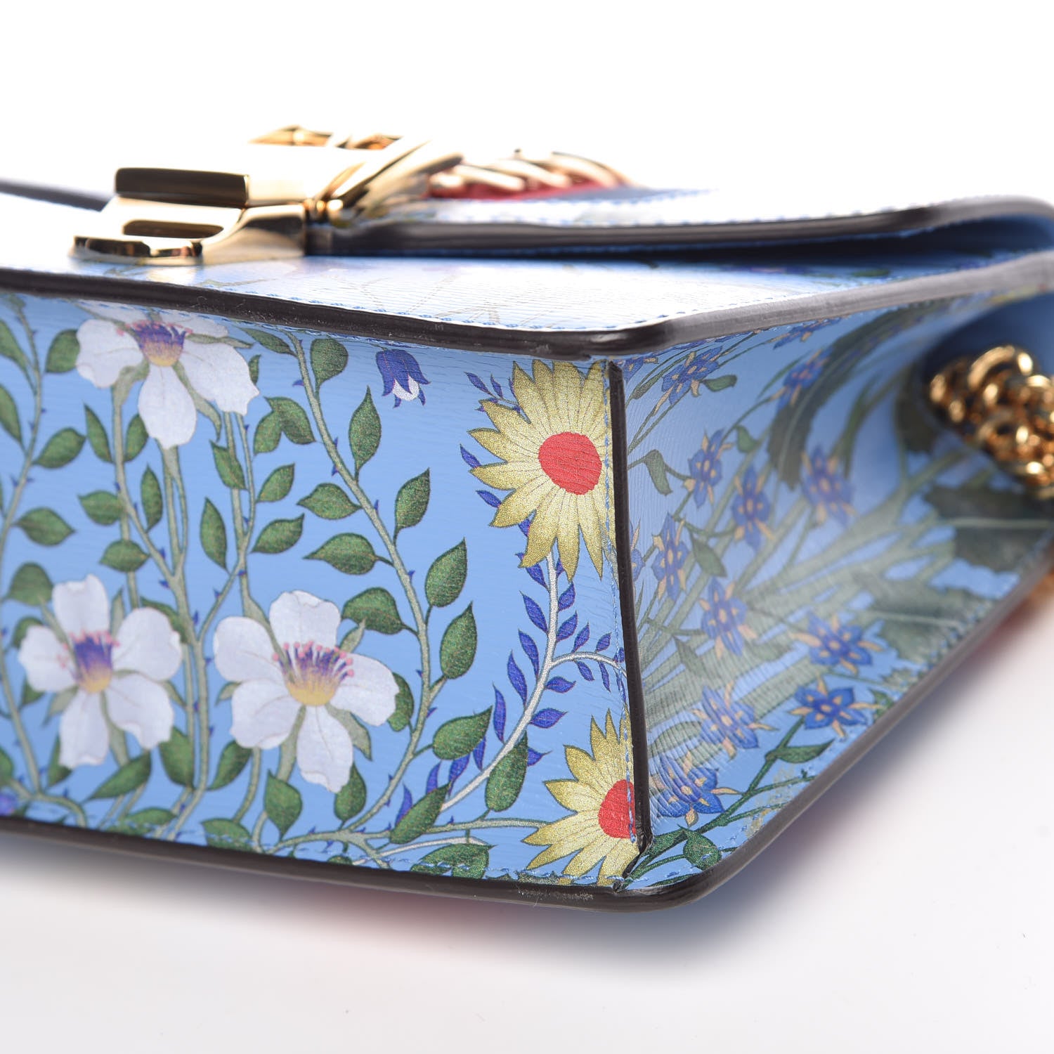 Gucci Shangai Calfskin Web New Flora Mini Sylvie Chain Shoulder Bag Azure 9 of 9