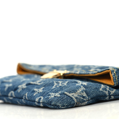 Louis Vuitton Monogram Denim Pochette Plat Clutch Blue 9 of 9