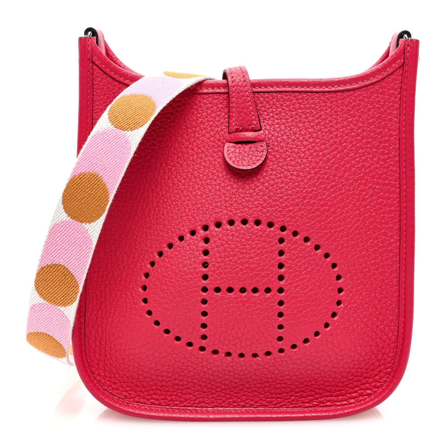 Hermes Taurillon Clemence Flipperball Sangle Evelyne TPM Framboise 1 of 10