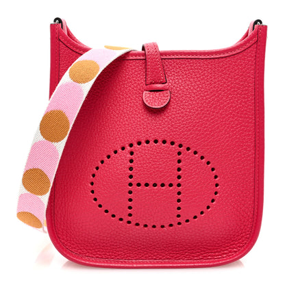 Hermes Taurillon Clemence Flipperball Sangle Evelyne TPM Framboise 1 of 10