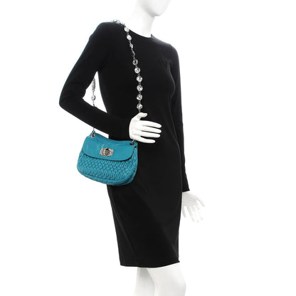 Miu Miu Nappa Matelasse Crystal Flap Bag Turchese 2 of 12