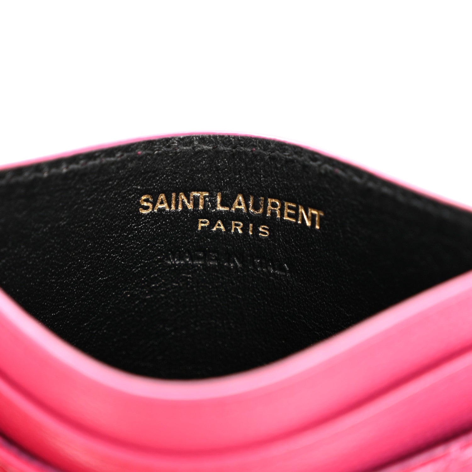 Saint Laurent Grain De Poudre Matelasse Chevron Monogram Credit Card Case Fresh Fuxia 6 of 8