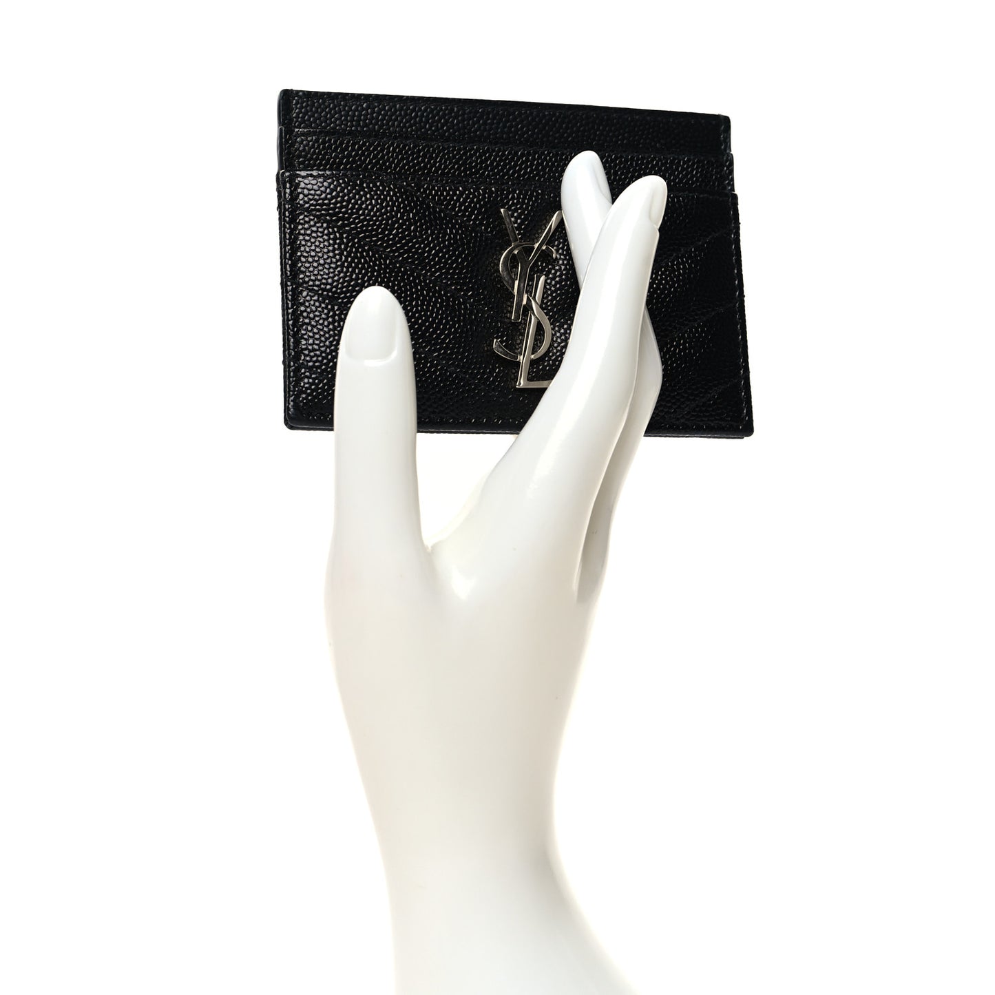 Grain De Poudre Matelasse Chevron Monogram Credit Card Case Black