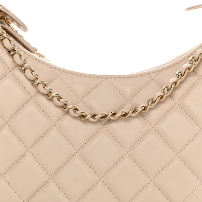 Chanel Lambskin Quilted Small Hobo Bag Light Beige 8 of 10