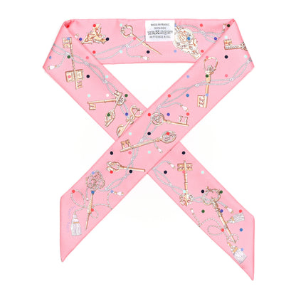 Hermes Silk Les Cles A Pois Twilly Rose Beige Multicolor 1 of 4