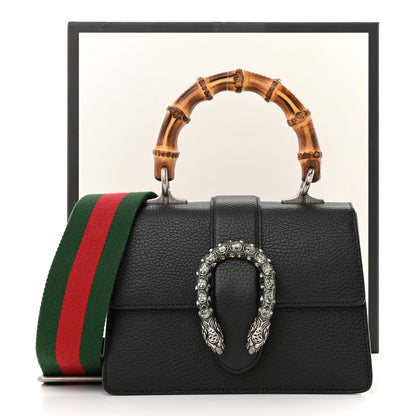 Gucci Dollar Calfskin Crystal Web Mini Dionysus Bamboo Top Handle Bag Black Black Diamond 11 of 11
