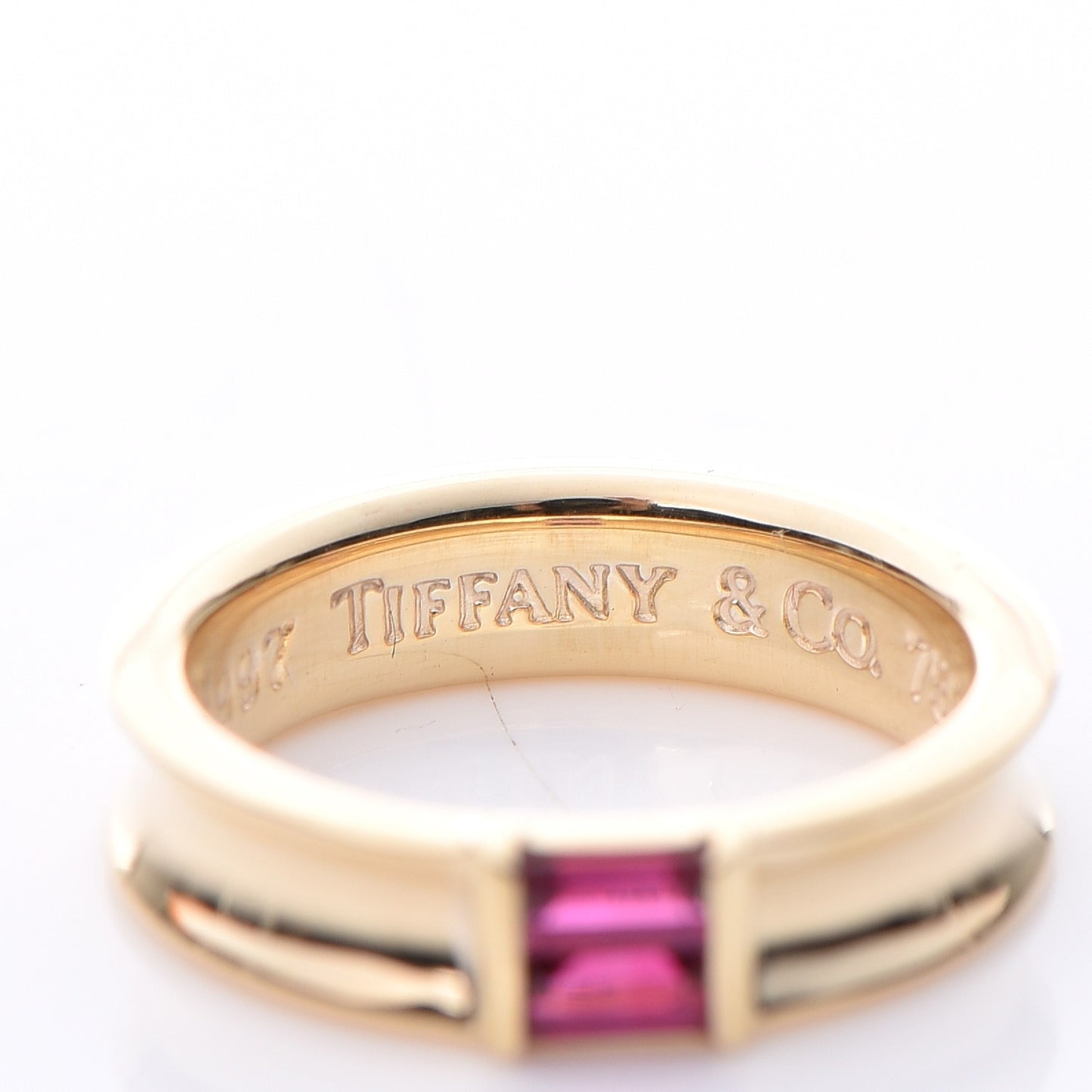 18K Yellow Gold Ruby Stacking Ring 48 4.5