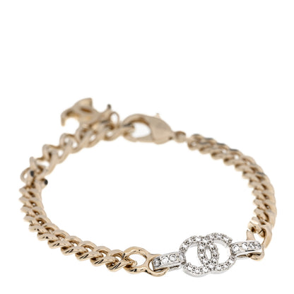 Chanel Crystal Chain CC Link Bracelet Gold Silver 1 of 5