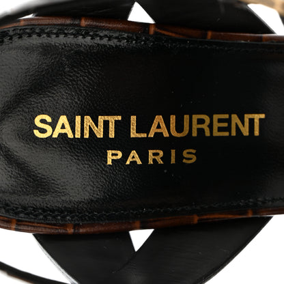 Saint Laurent Calfskin Crocodile Embossed Tribute 105 Sandals 36.5 Moro 8 of 10