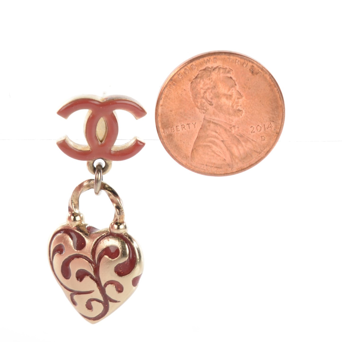 Resin Lioubov Heart CC Drop Earrings Burgundy Gold